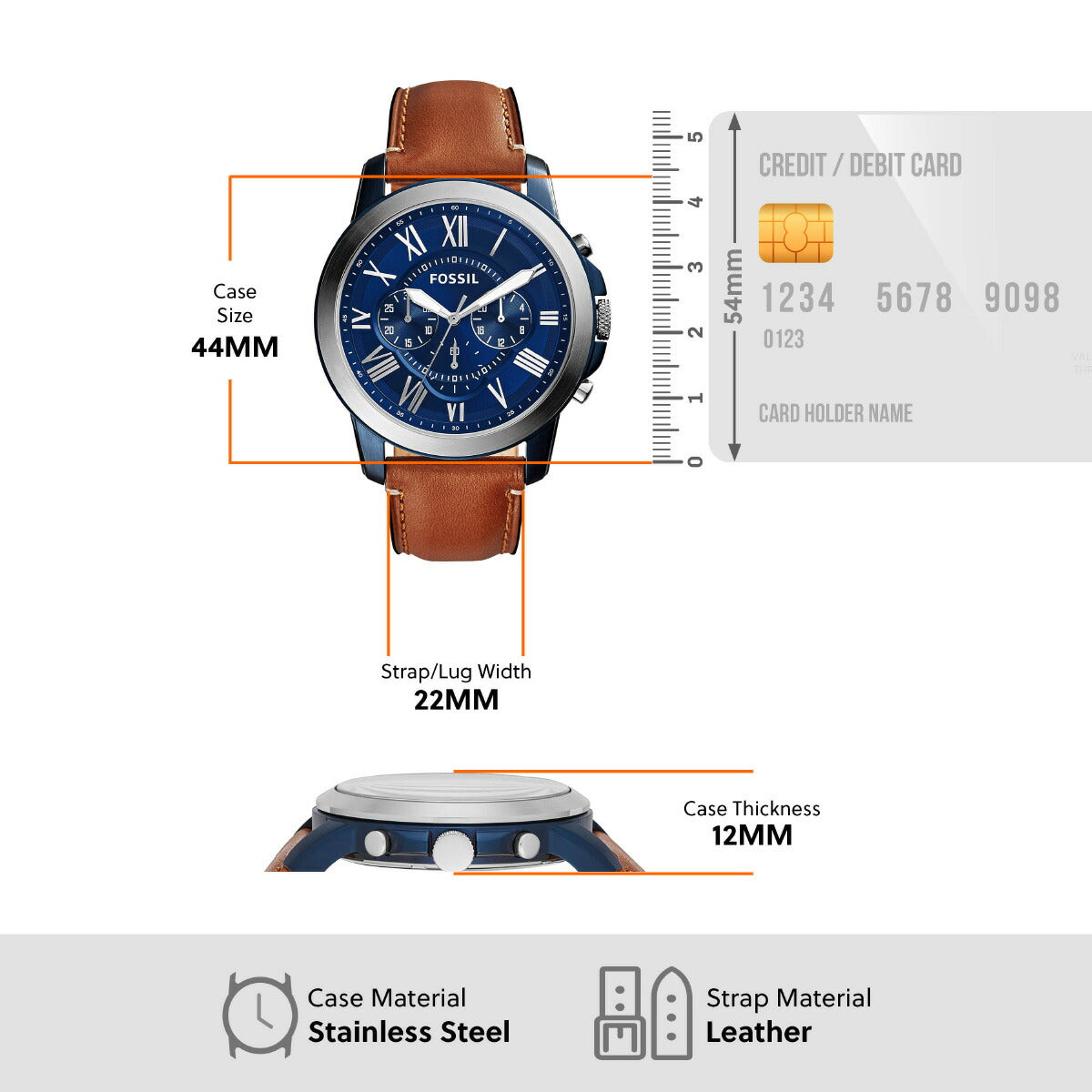 フォッシル FOSSIL 腕時計 メンズ GRANT クロノグラフ ライトブラウン レザーウォッチ FS5151