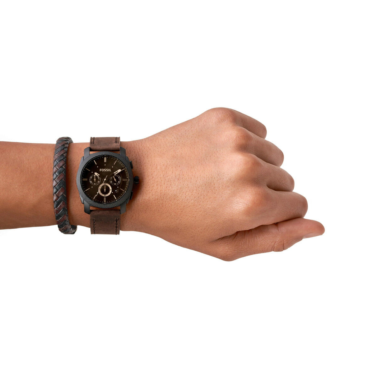 フォッシル FOSSIL 腕時計 メンズ MACHINE クロノグラフ ダークブラウンレザーウォッチ ブレスレットボックスセット FS5251SET