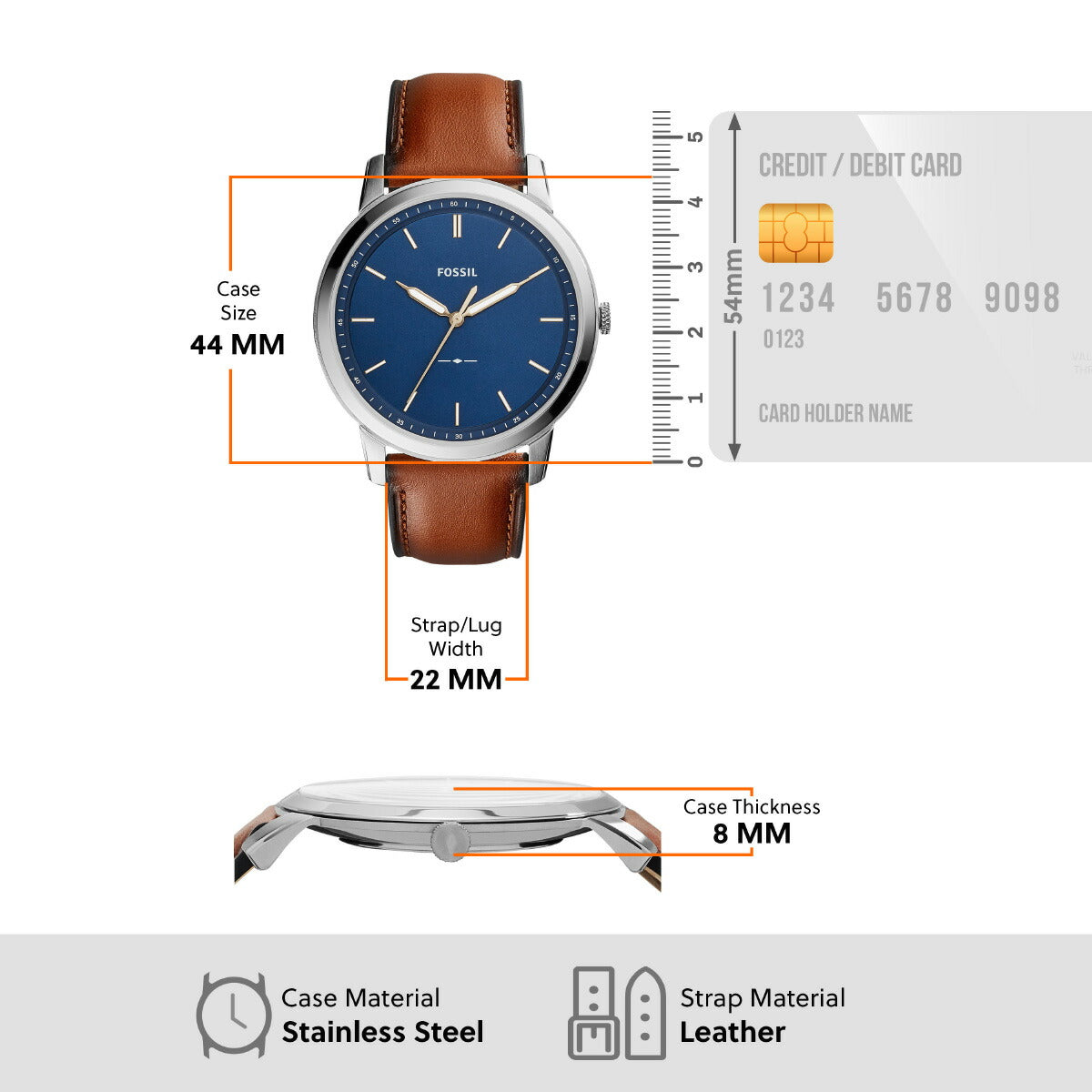 フォッシル FOSSIL 腕時計 メンズ MINIMALIST SLIM 三針 ライトブラウン レザーウォッチ FS5304
