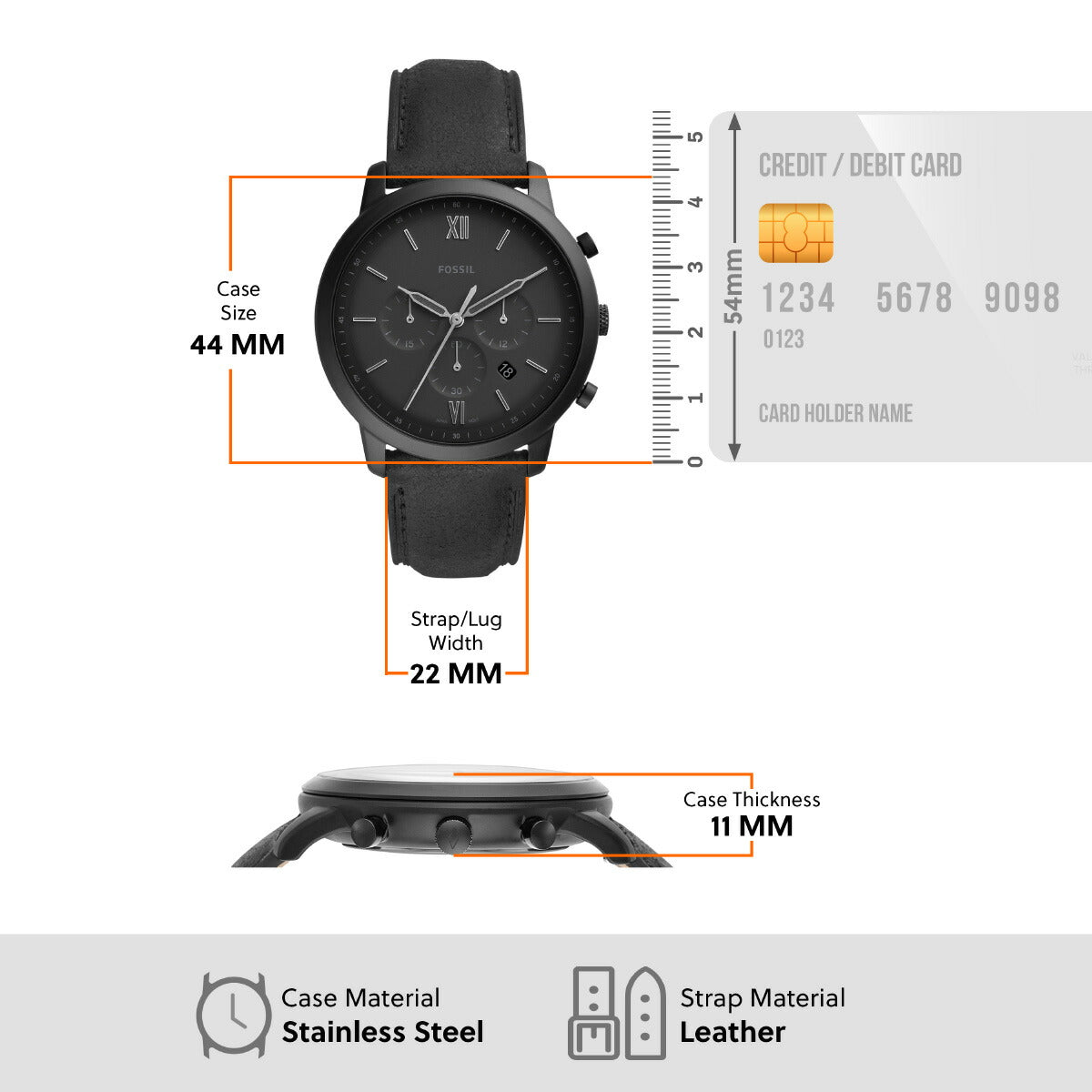 フォッシル FOSSIL 腕時計 メンズ NEUTRA クロノグラフ ブラックレザーウォッチ FS5503