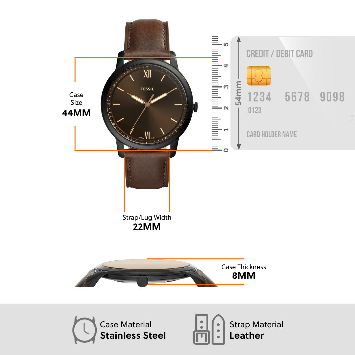 フォッシル FOSSIL 腕時計 メンズ MINIMALIST 三針 ブラウンレザーウォッチ FS5551