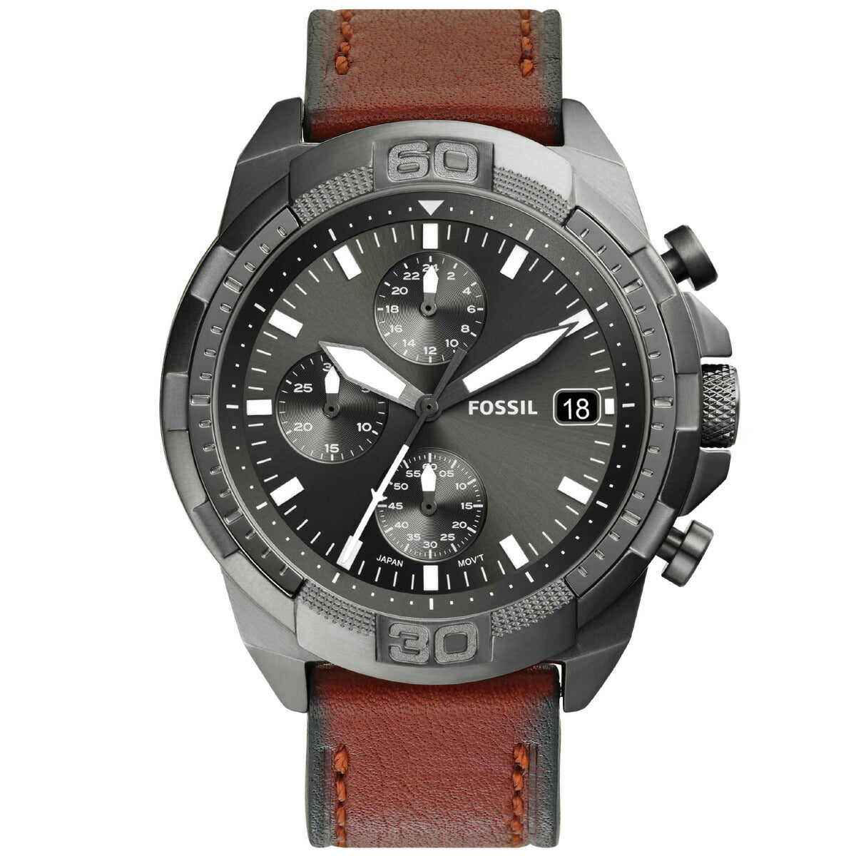 フォッシル FOSSIL 腕時計 メンズ BRONSON クロノグラフ ブラウン LiteHideレザーウォッチ FS5855