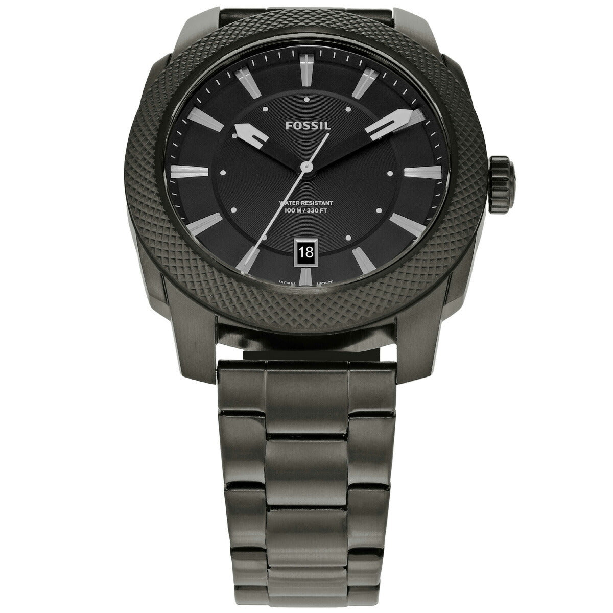 フォッシル FOSSIL 腕時計 メンズ MACHINE 三針デイト スモーク ステンレススチールウォッチ FS5970