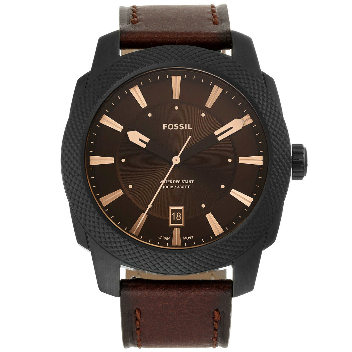 フォッシル FOSSIL 腕時計 メンズ MACHINE 三針デイト ダークブラウン LiteHideレザーウォッチ FS5972