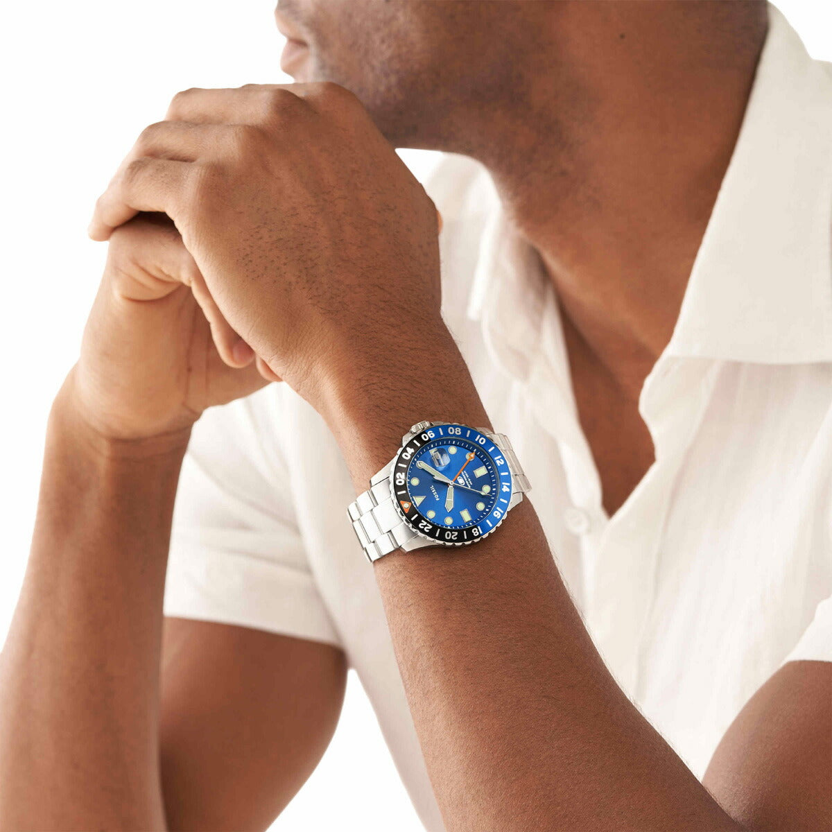 フォッシル FOSSIL 腕時計 メンズ FOSSIL BLUE GMT ステンレススチールウォッチ FS5991