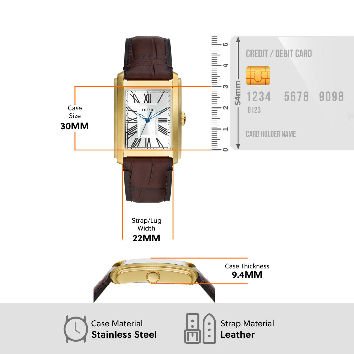 フォッシル FOSSIL 腕時計 メンズ CARRAWAY 三針 ブラウン クロコレザーウォッチ FS6011