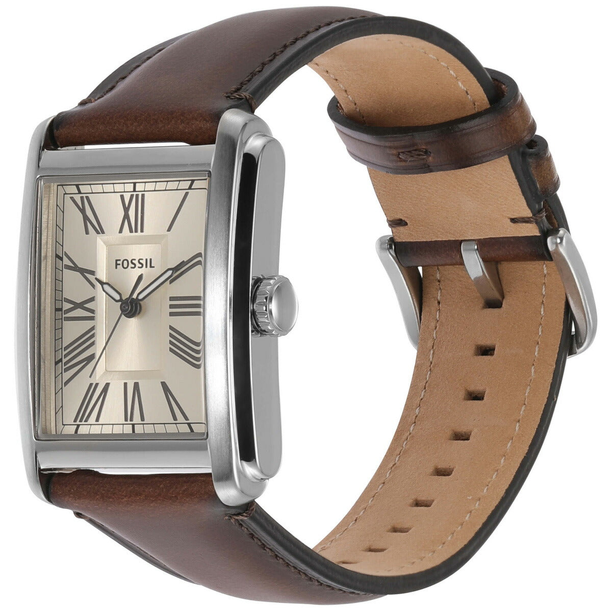 フォッシル FOSSIL 腕時計 メンズ CARRAWAY 三針 ブラウン レザーウォッチ FS6012