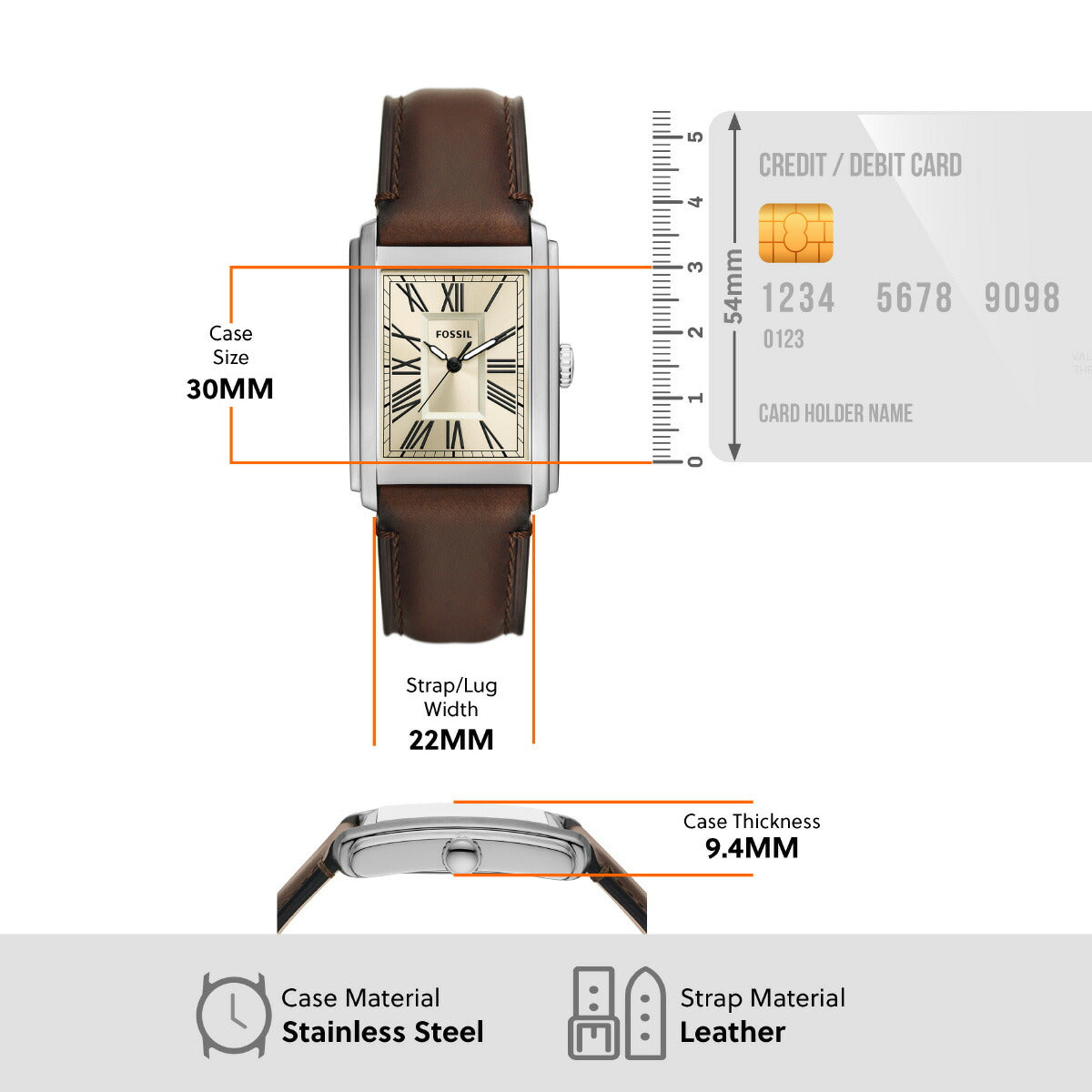 フォッシル FOSSIL 腕時計 メンズ CARRAWAY 三針 ブラウン レザーウォッチ FS6012