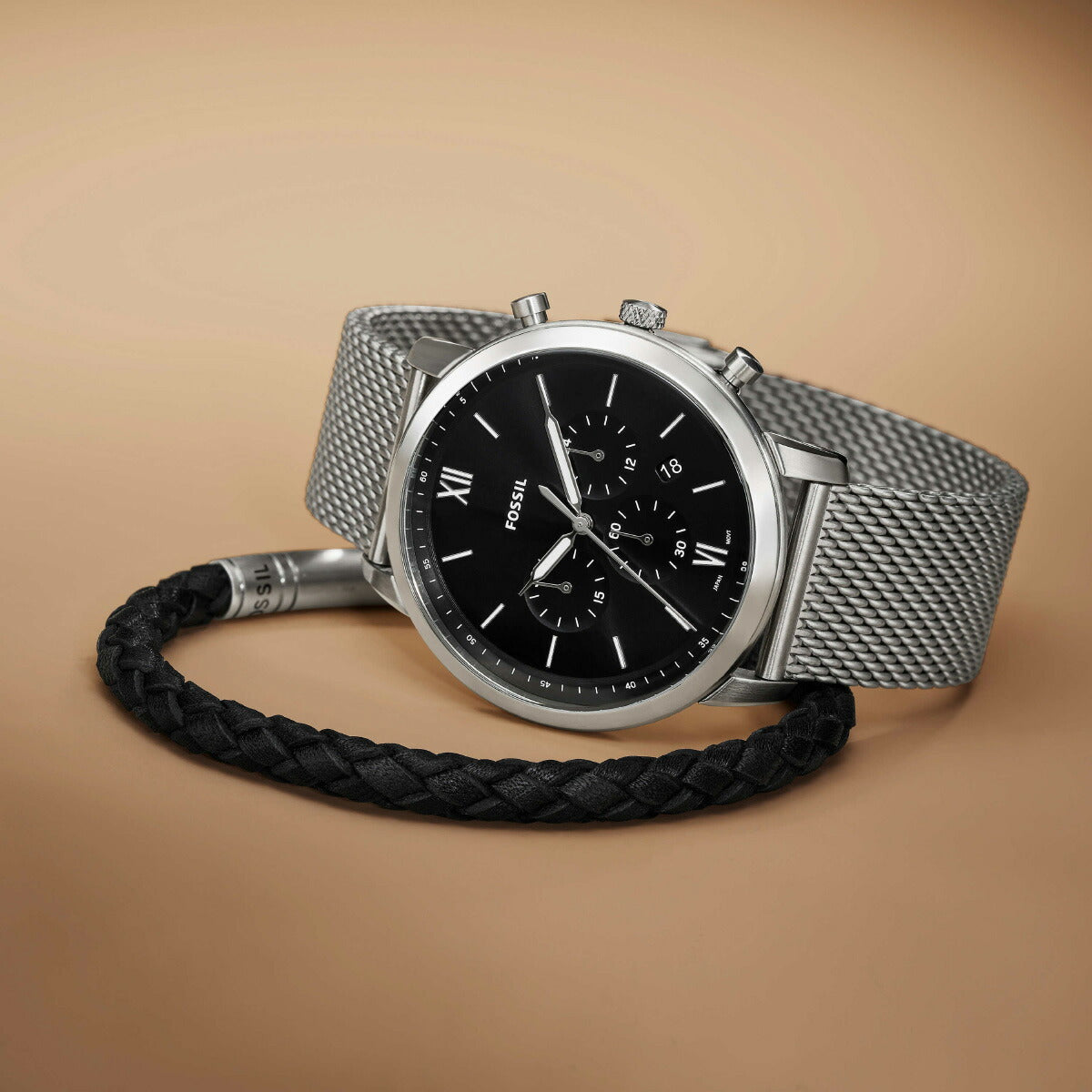 フォッシル FOSSIL 腕時計 メンズ NEUTRA クロノグラフ ステンレススチールメッシュウォッチ&ブレスレット ボックスセット FS6021SET