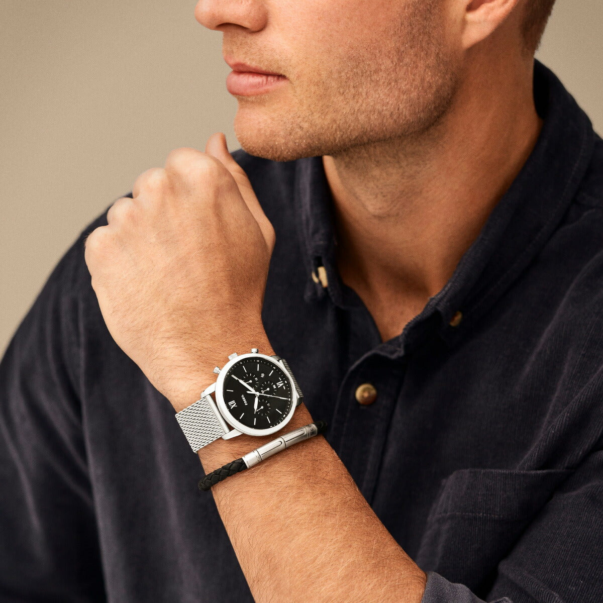 フォッシル FOSSIL 腕時計 メンズ NEUTRA クロノグラフ ステンレススチールメッシュウォッチ&ブレスレット ボックスセット FS6021SET