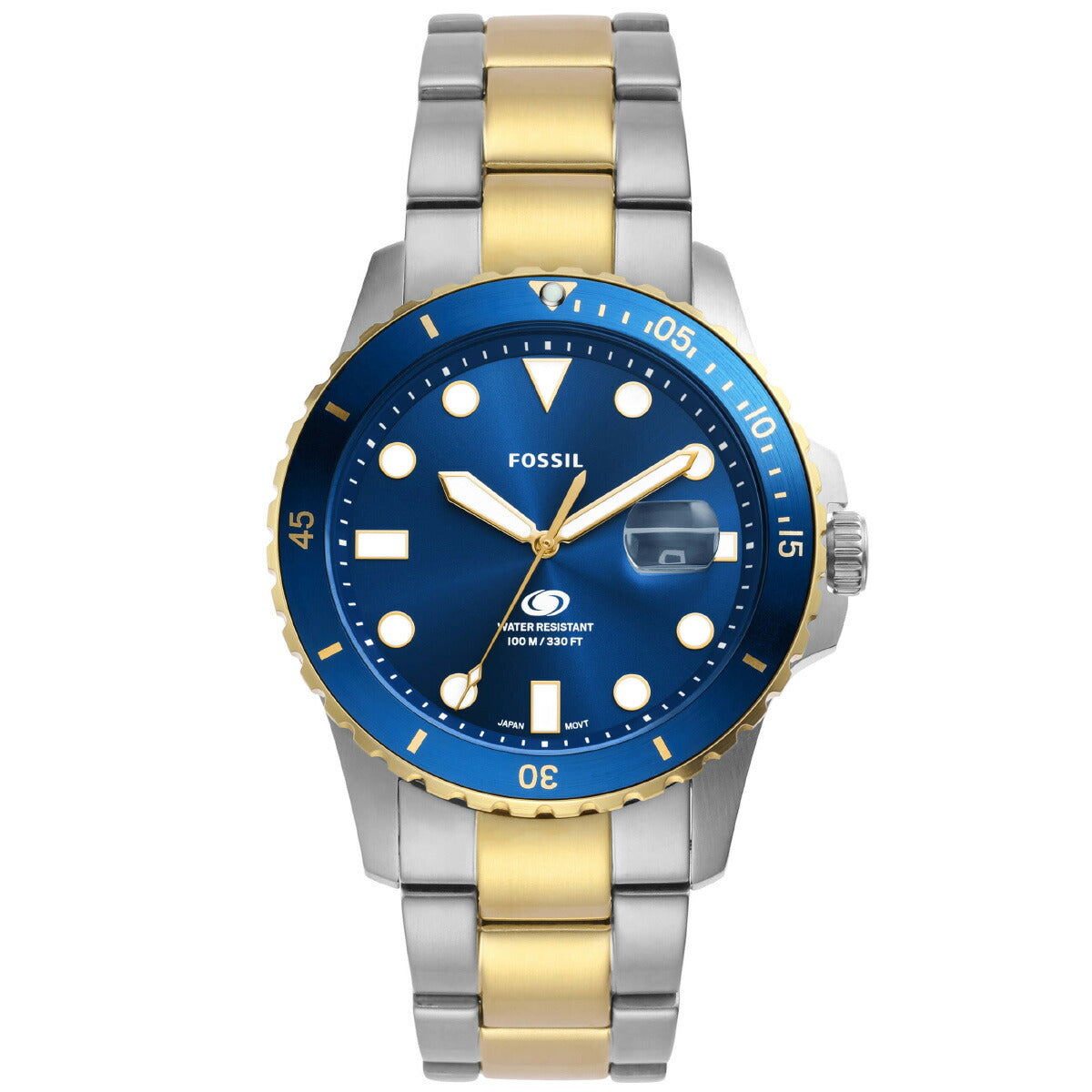 フォッシル FOSSIL 腕時計 メンズ FOSSIL BLUE DIVE 三針デイト ツートーン ステンレススチールウォッチ FS6034