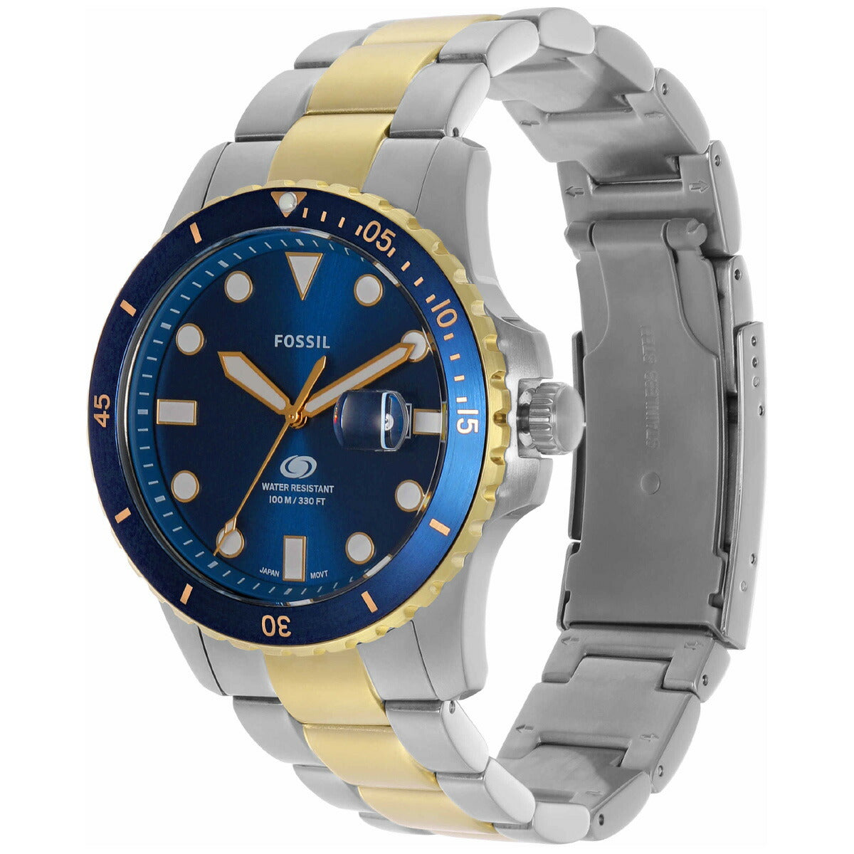 フォッシル FOSSIL 腕時計 メンズ FOSSIL BLUE DIVE 三針デイト ツートーン ステンレススチールウォッチ FS6034