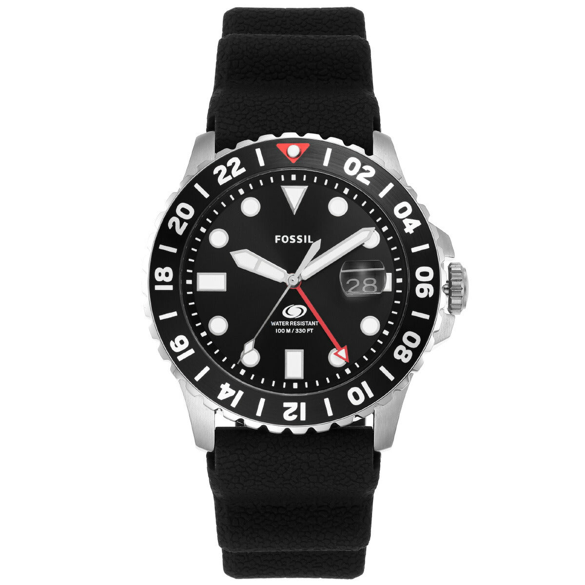 フォッシル FOSSIL 腕時計 メンズ FOSSIL BLUE GMT ブラックシリコンウォッチ FS6036