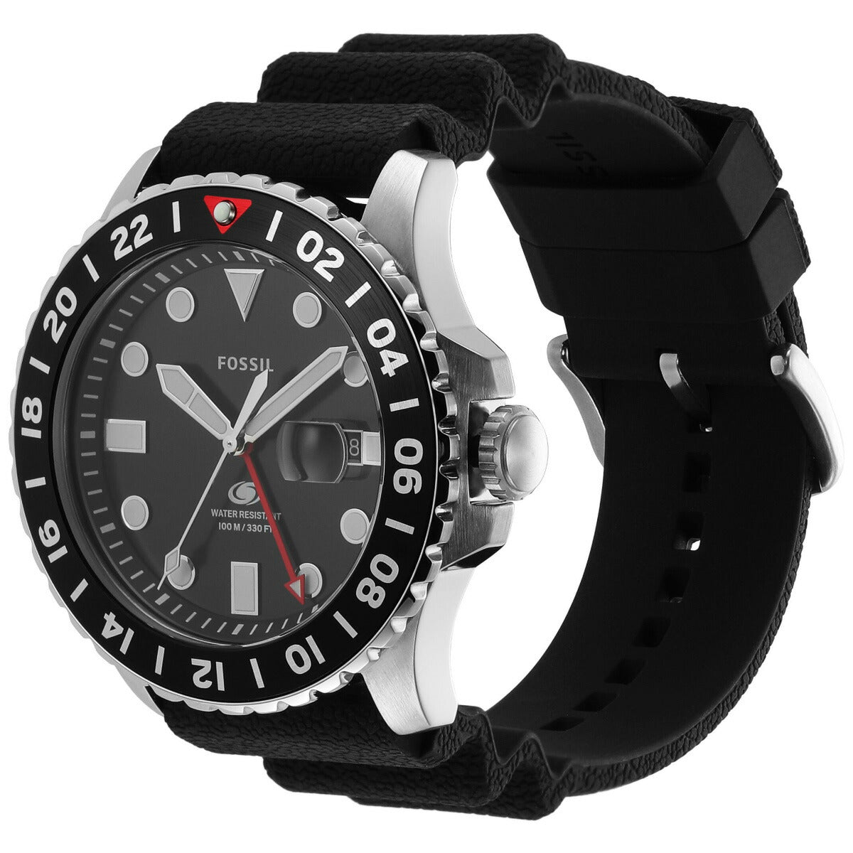 フォッシル FOSSIL 腕時計 メンズ FOSSIL BLUE GMT ブラックシリコンウォッチ FS6036