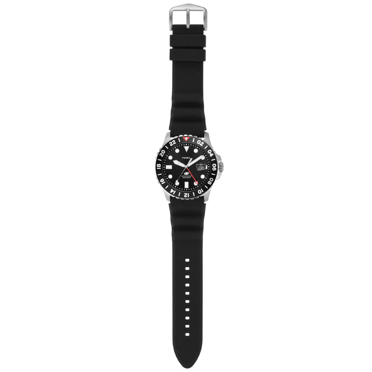 フォッシル FOSSIL 腕時計 メンズ FOSSIL BLUE GMT ブラックシリコンウォッチ FS6036