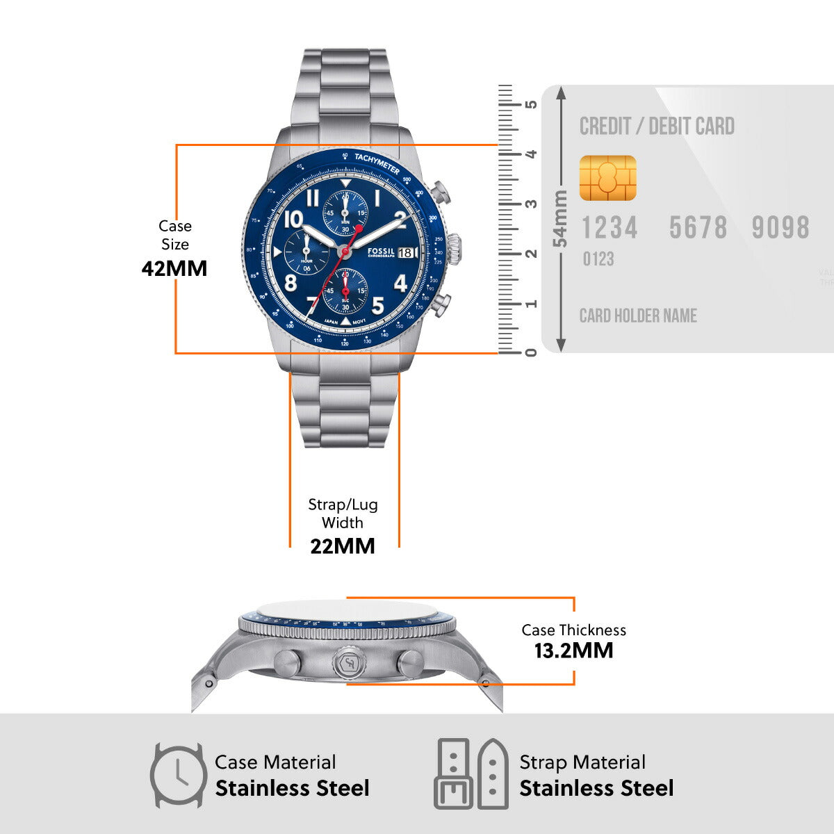 フォッシル FOSSIL 腕時計 メンズ SPORT TOURER クロノグラフ ステンレススチールウォッチ FS6047