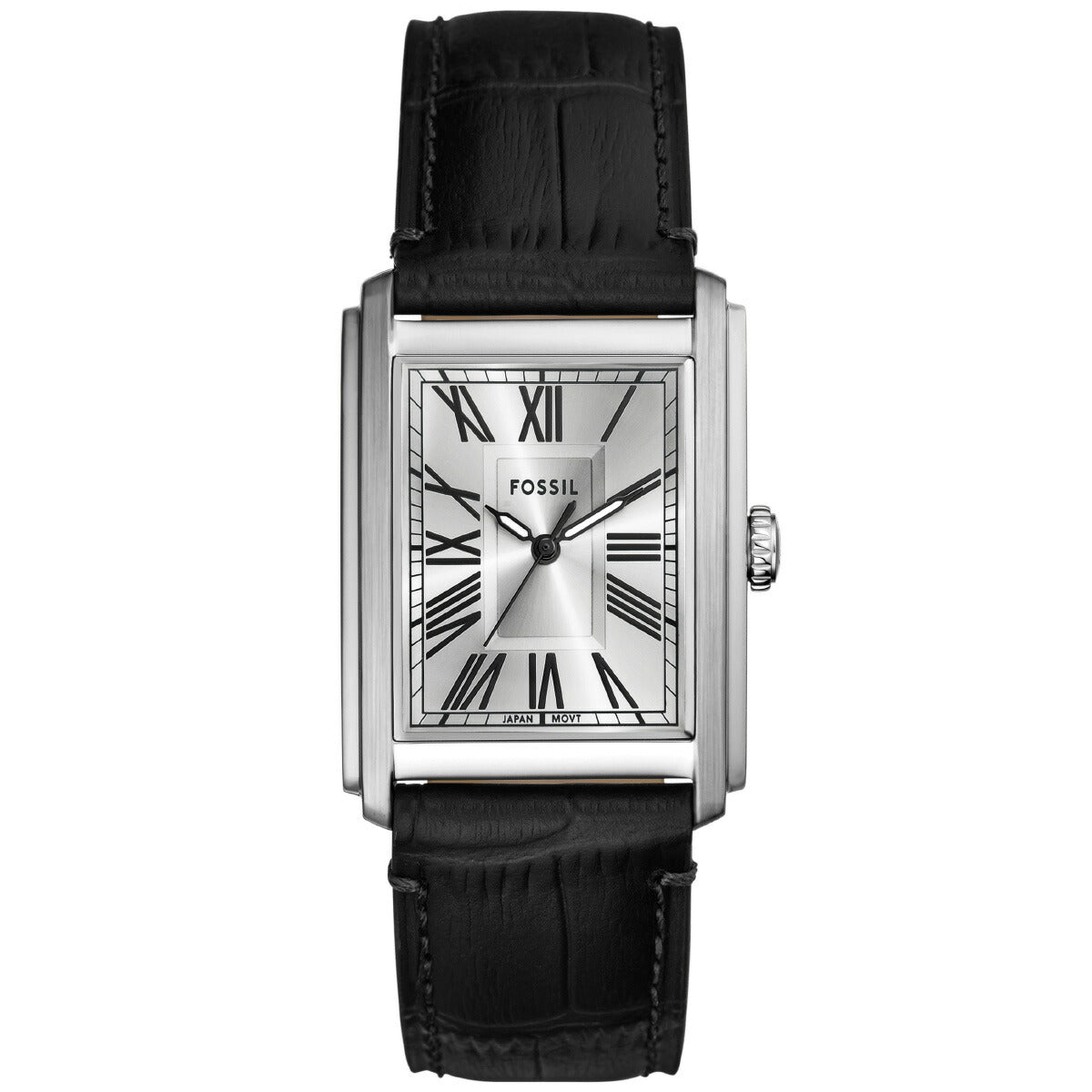 フォッシル FOSSIL 腕時計 メンズ CARRAWAY 三針 ブラック クロコレザーウォッチ FS6078