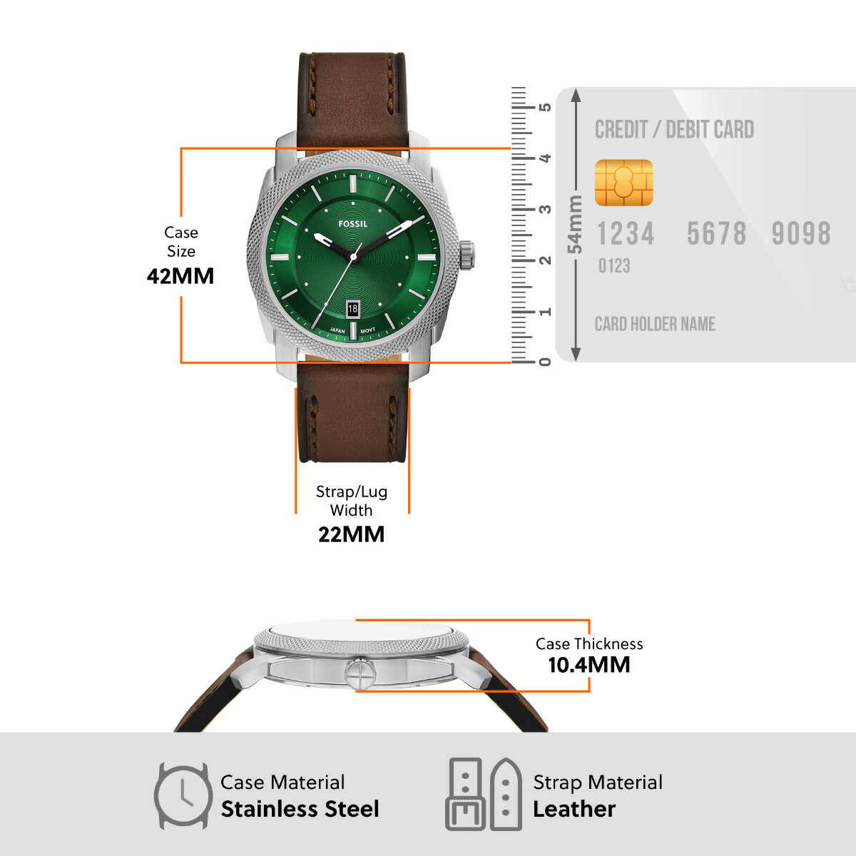 フォッシル FOSSIL 腕時計 メンズ MACHINE 三針デイト ブラウンレザーウォッチ FS6085