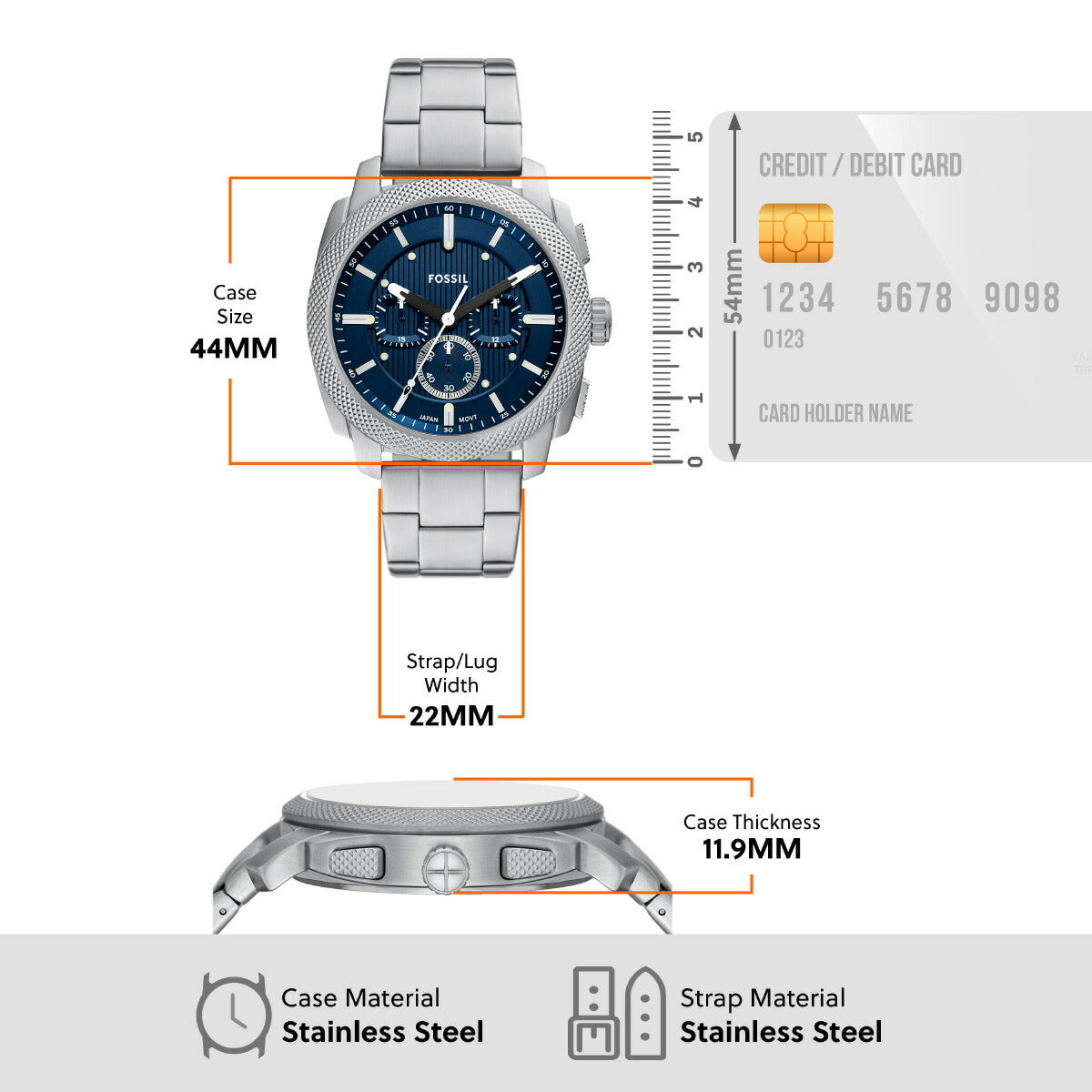フォッシル FOSSIL 腕時計 メンズ MACHINE クロノグラフ ステンレススチールウォッチ FS6096【2025 新作】