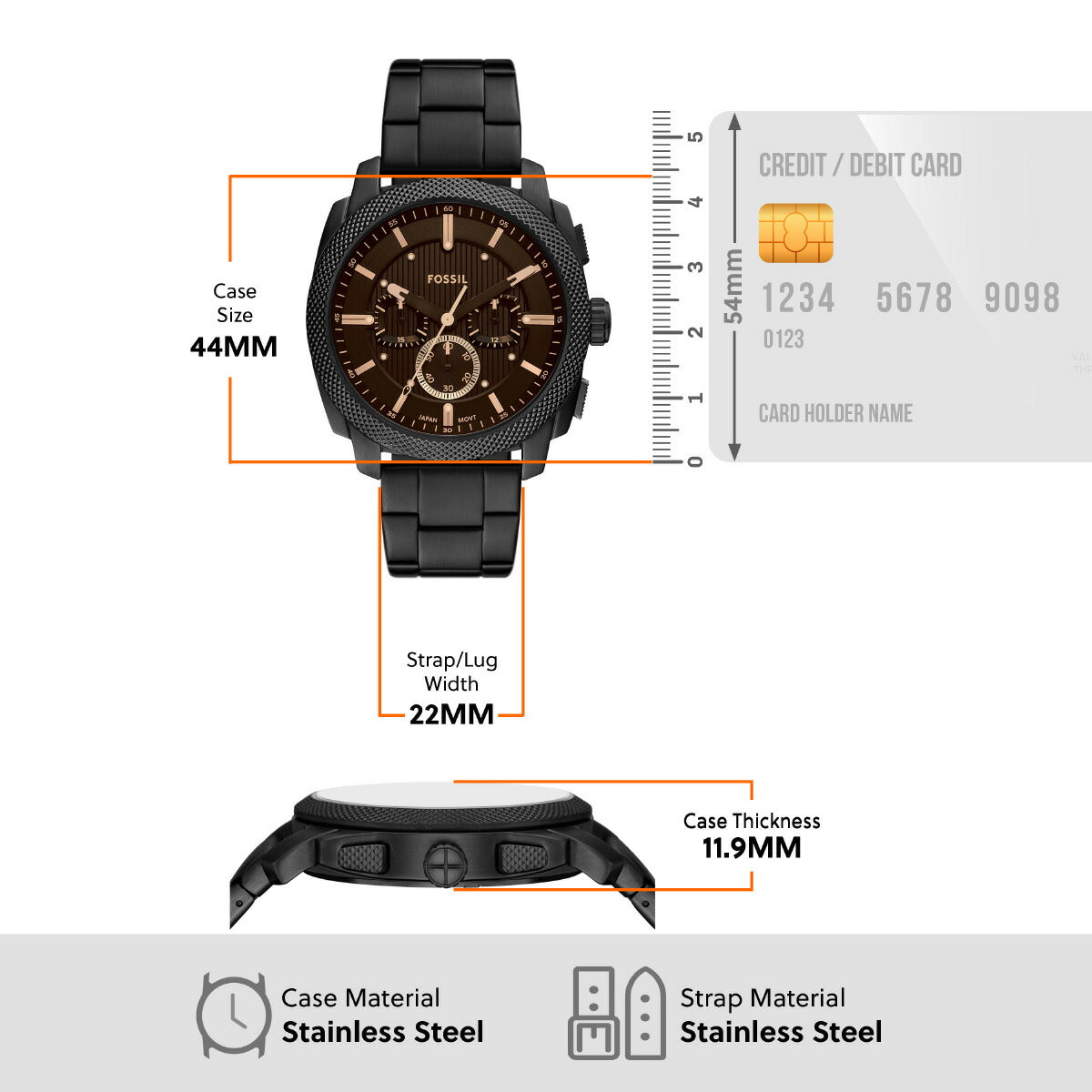 フォッシル FOSSIL 腕時計 メンズ MACHINE クロノグラフ ブラック ステンレススチールウォッチ FS6097【2025 新作】