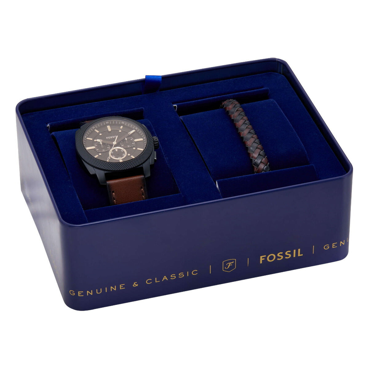 フォッシル FOSSIL 腕時計 メンズ MACHINE クロノグラフ ブラック ステンレススチールウォッチ&ブレスレットセット FS6102SET【2025 新作】