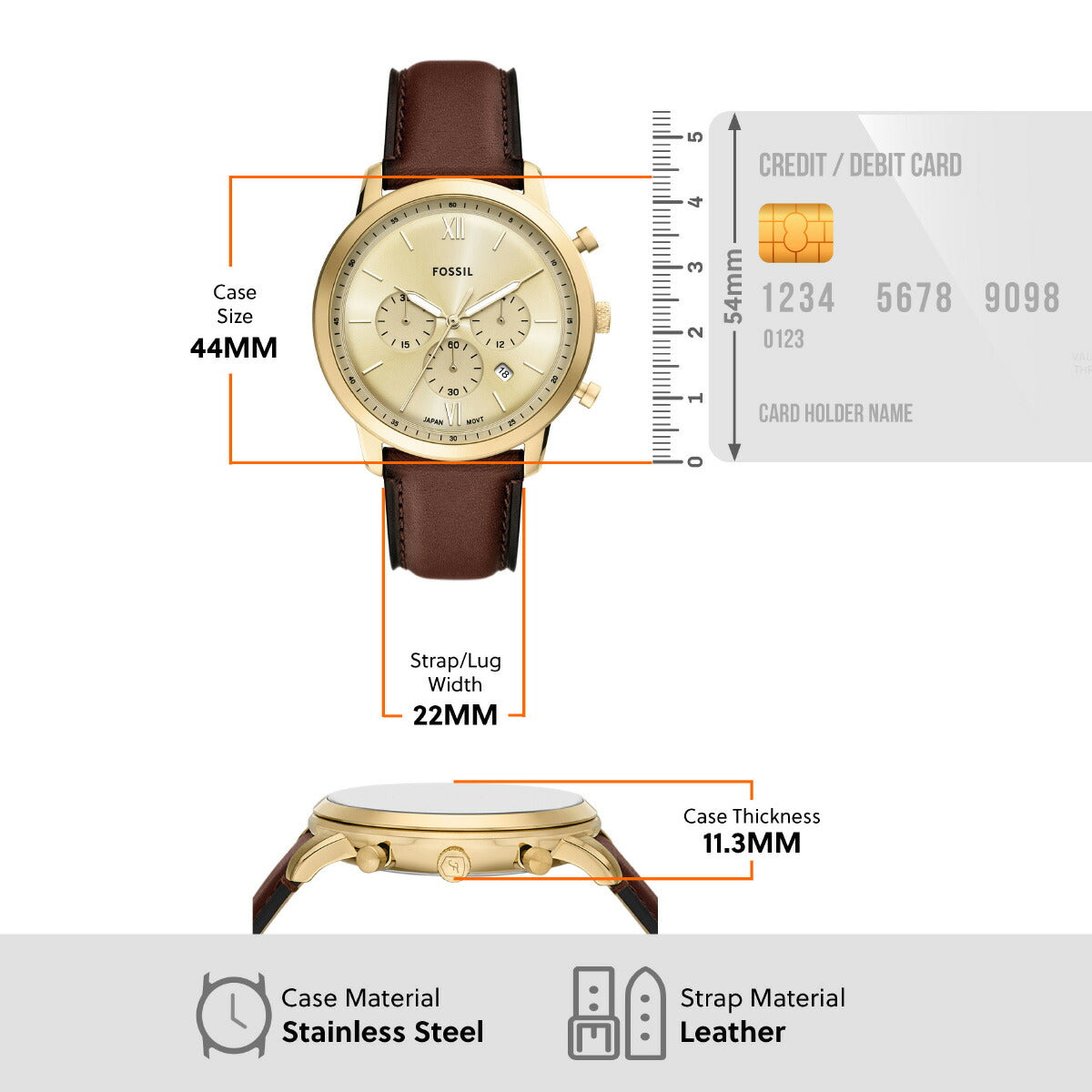 フォッシル FOSSIL 腕時計 メンズ NEUTRA クロノグラフ ゴールドトーン ステンレススチールウォッチ FS6113