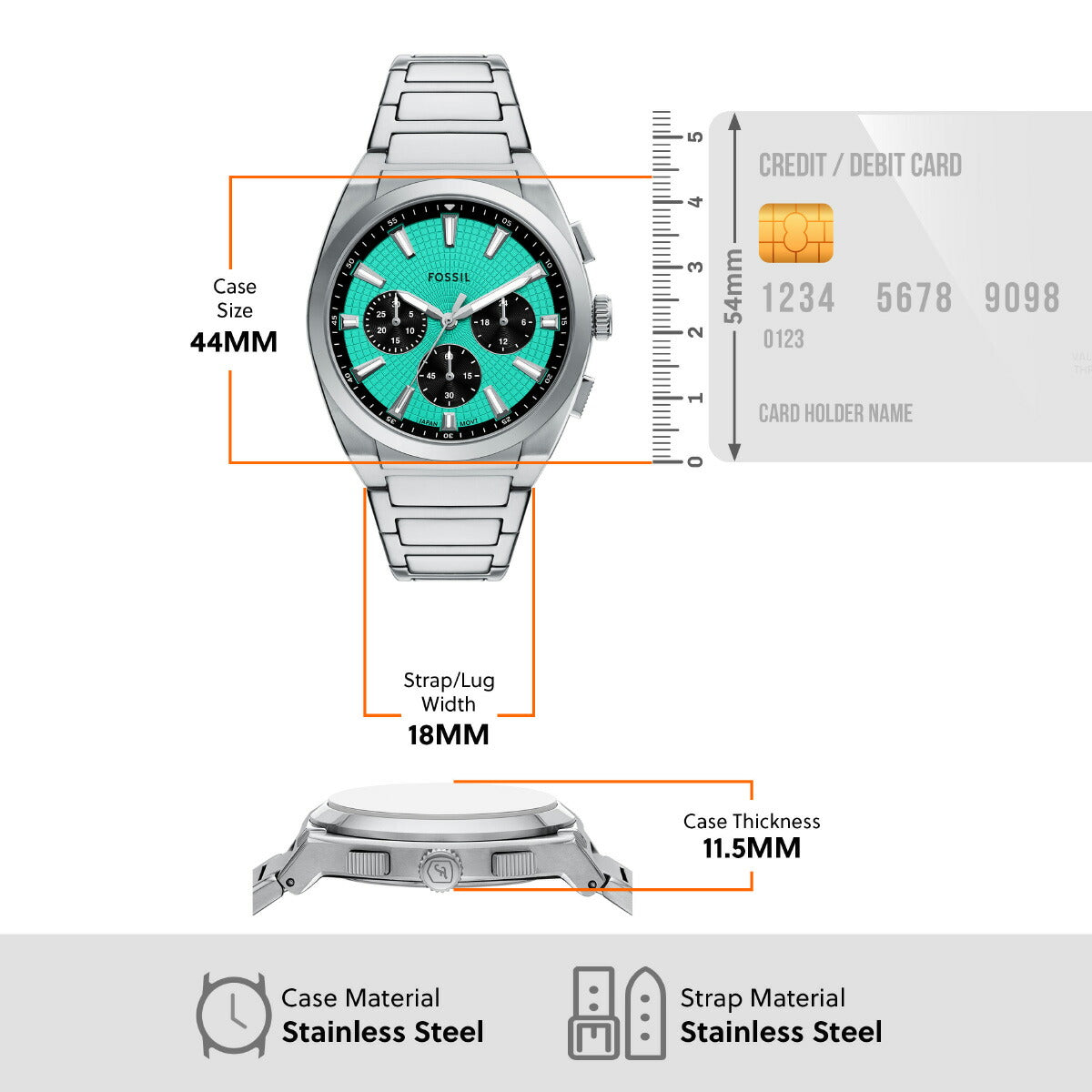 フォッシル FOSSIL 腕時計 メンズ EVERETT クロノグラフ ステンレススチールウォッチ FS6117【2025 新作】