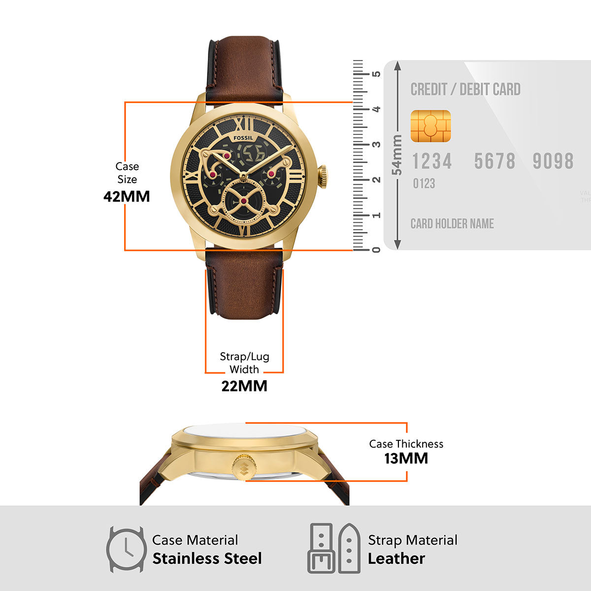 フォッシル FOSSIL 腕時計 メンズ TOWNSMAN アニメーション デジアナ ブラウン レザーウォッチ FS6190【2026新作】
