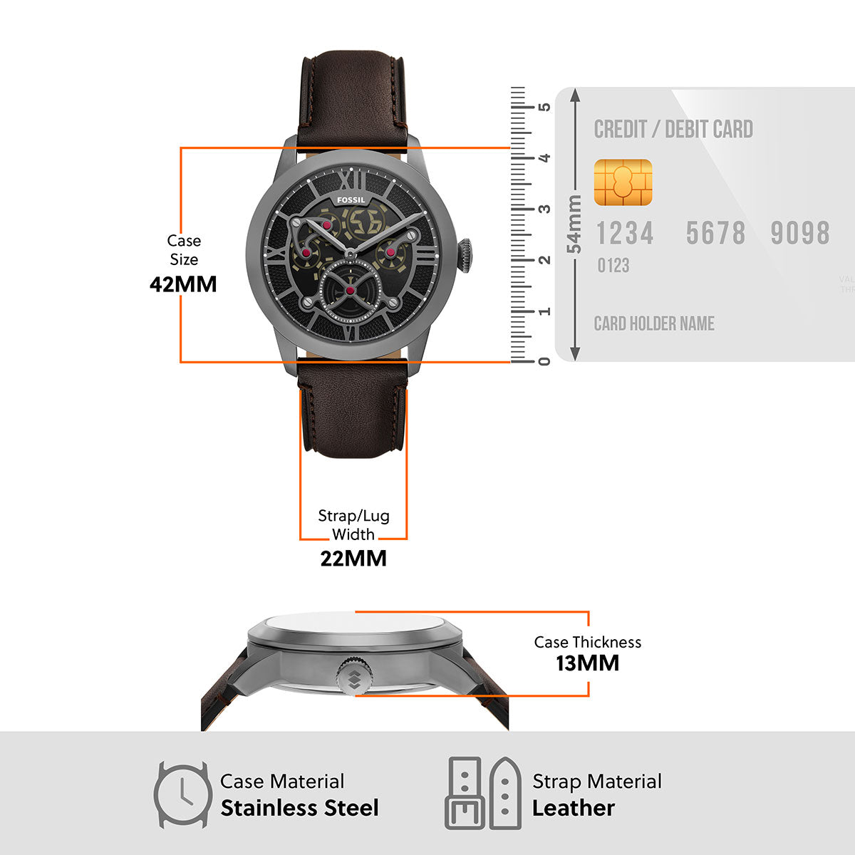 フォッシル FOSSIL 腕時計 メンズ TOWNSMAN アニメーション デジアナ ブラウン レザーウォッチ FS6191【2026新作】