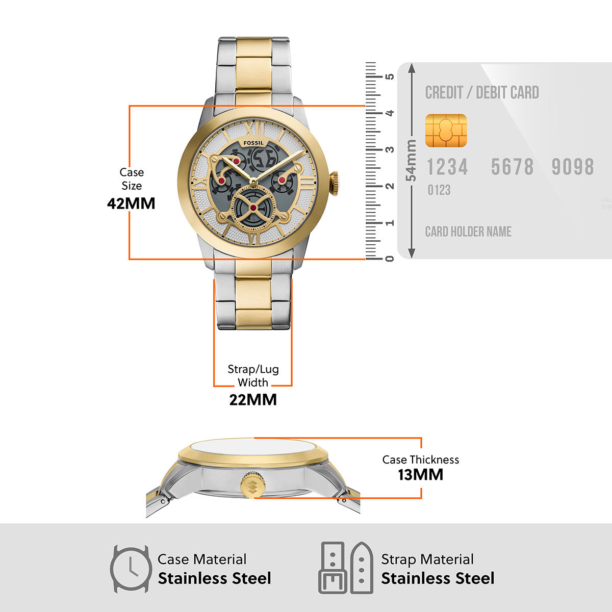 フォッシル FOSSIL 腕時計 メンズ TOWNSMAN アニメーション デジアナ ツートーン ステンレススチールウォッチ FS6193【2026新作】