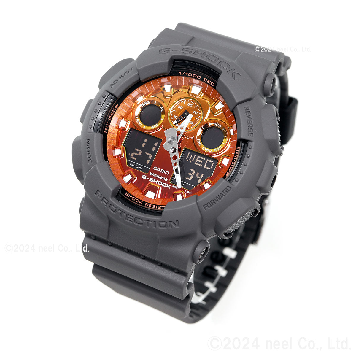 G-SHOCK カシオ Gショック CASIO アナデジ 腕時計 メンズ GA-100FL-8AJF Flame inside フレイムオレンジ【2024 新作】