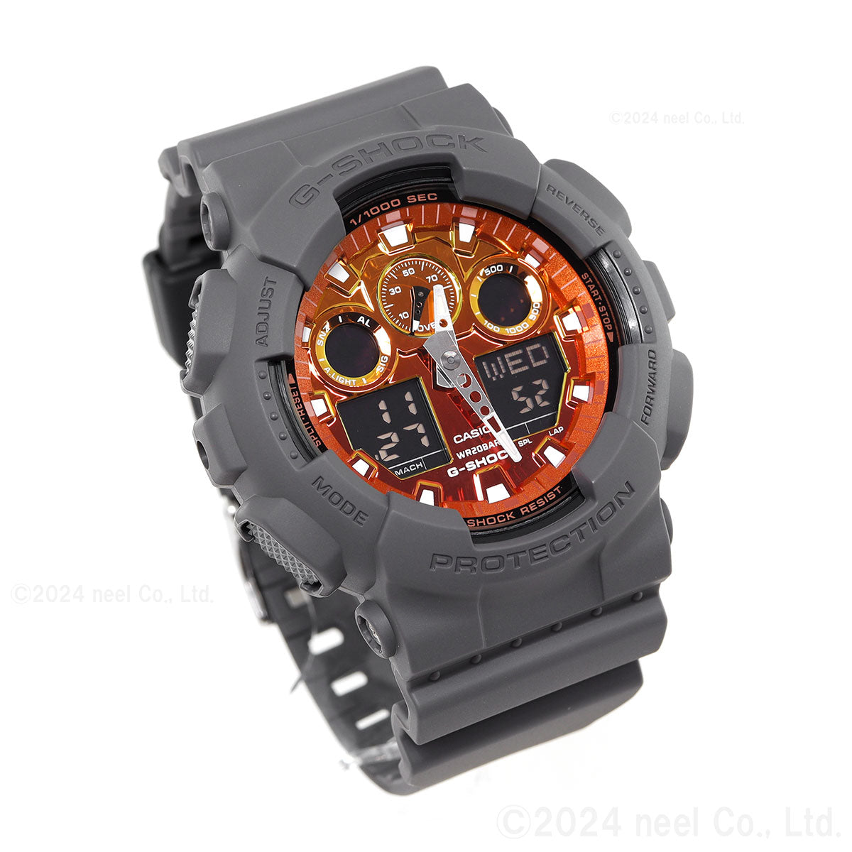 G-SHOCK カシオ Gショック CASIO アナデジ 腕時計 メンズ GA-100FL-8AJF Flame inside フレイムオレンジ【2024 新作】