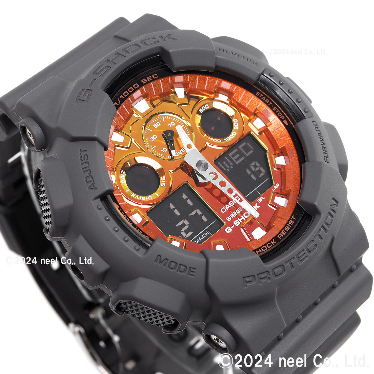 G-SHOCK カシオ Gショック CASIO アナデジ 腕時計 メンズ GA-100FL-8AJF Flame inside フレイムオレンジ【2024 新作】
