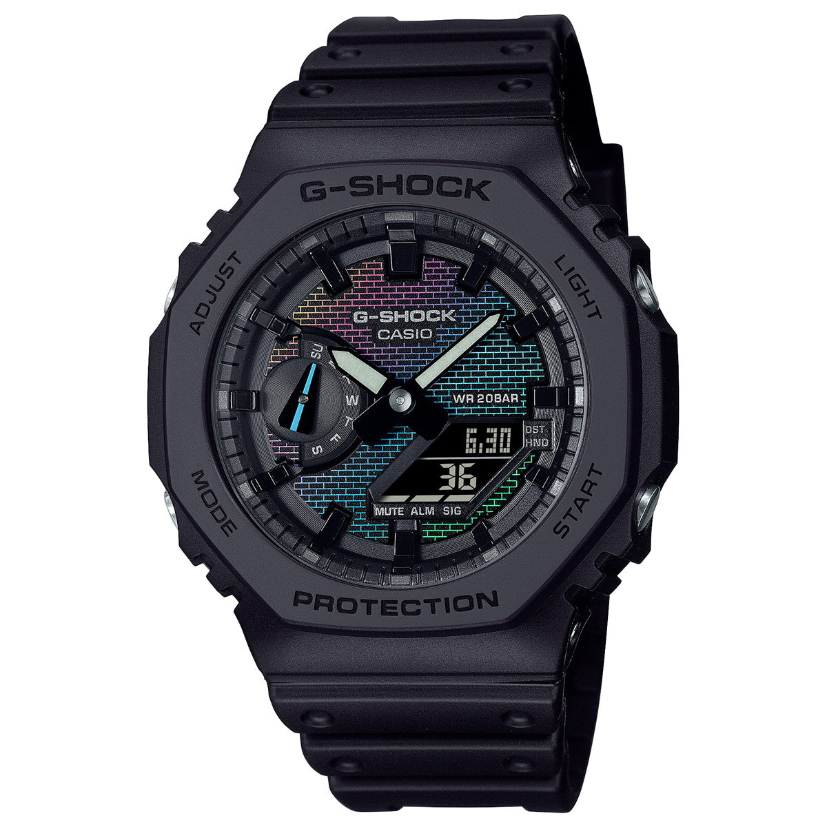 G-SHOCK カシオ Gショック CASIO アナデジ 腕時計 メンズ GA-2100RW-1AJF レインボーカラー レンガパターン デザイン【2024 新作】