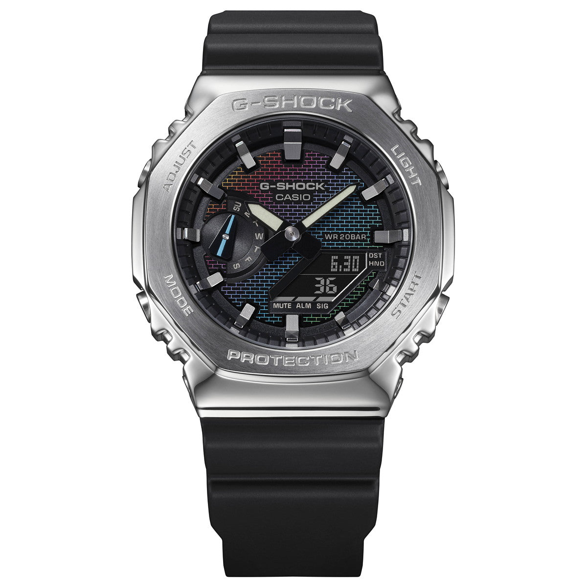 G-SHOCK カシオ Gショック CASIO アナデジ 腕時計 メンズ GM-2100RW-1AJF レインボーカラー レンガパターン デザイン メタルカバー【2024 新作】