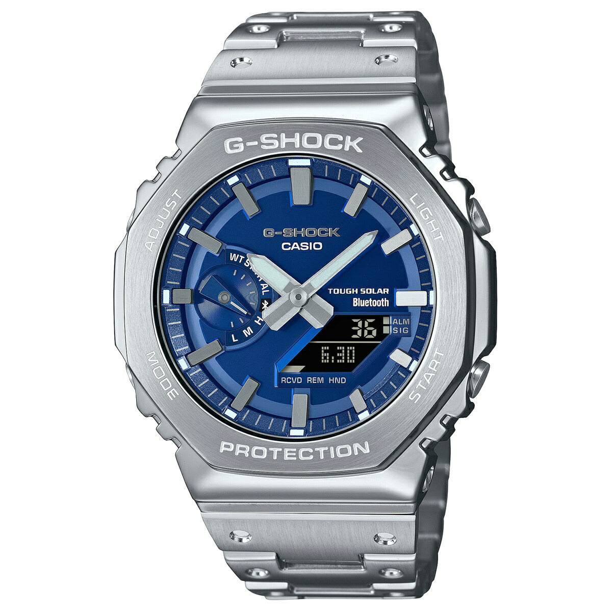 G-SHOCK カシオ Gショック CASIO GM-B2100AD-2AJF タフソーラー フルメタル シルバー メタリックブルー 腕時計 メンズ スマートフォンリンク【2024 新作】