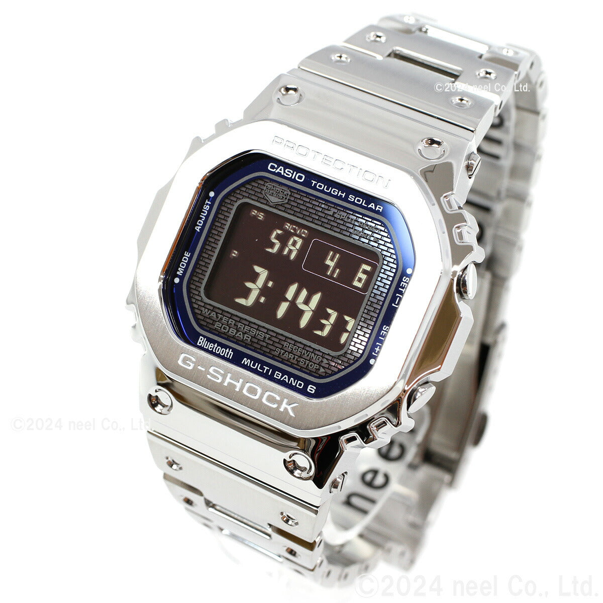 G-SHOCK カシオ Gショック CASIO GMW-B5000D-2JF タフソーラー 電波時計 腕時計 メンズ フルメタル シルバー メタリックブルー スマートフォンリンク【2024 新作】