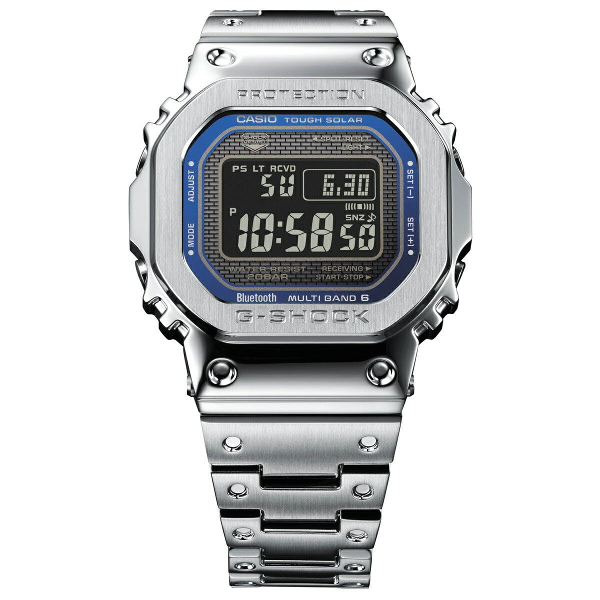 G-SHOCK カシオ Gショック CASIO GMW-B5000D-2JF タフソーラー 電波時計 腕時計 メンズ フルメタル シルバー メタリックブルー スマートフォンリンク【2024 新作】