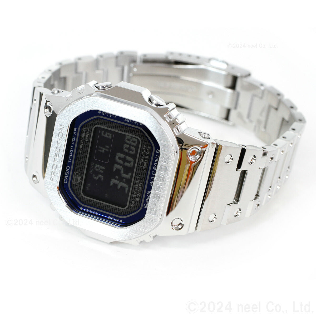 G-SHOCK カシオ Gショック CASIO GMW-B5000D-2JF タフソーラー 電波時計 腕時計 メンズ フルメタル シルバー メタリックブルー スマートフォンリンク【2024 新作】