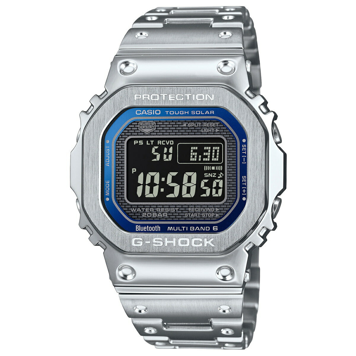 G-SHOCK カシオ Gショック CASIO GMW-B5000D-2JF タフソーラー 電波時計 腕時計 メンズ フルメタル シルバー メタリックブルー スマートフォンリンク【2024 新作】