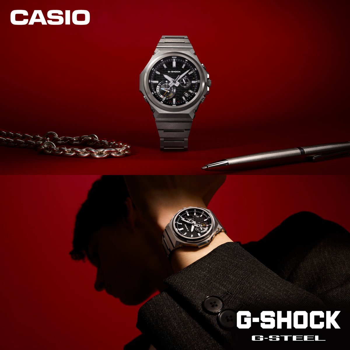 G-SHOCK ソーラー G-STEEL カシオ Gショック Gスチール CASIO 腕時計 メンズ タフソーラー GST-B1000D-1AJF SLEEK STYLE スマートフォンリンク