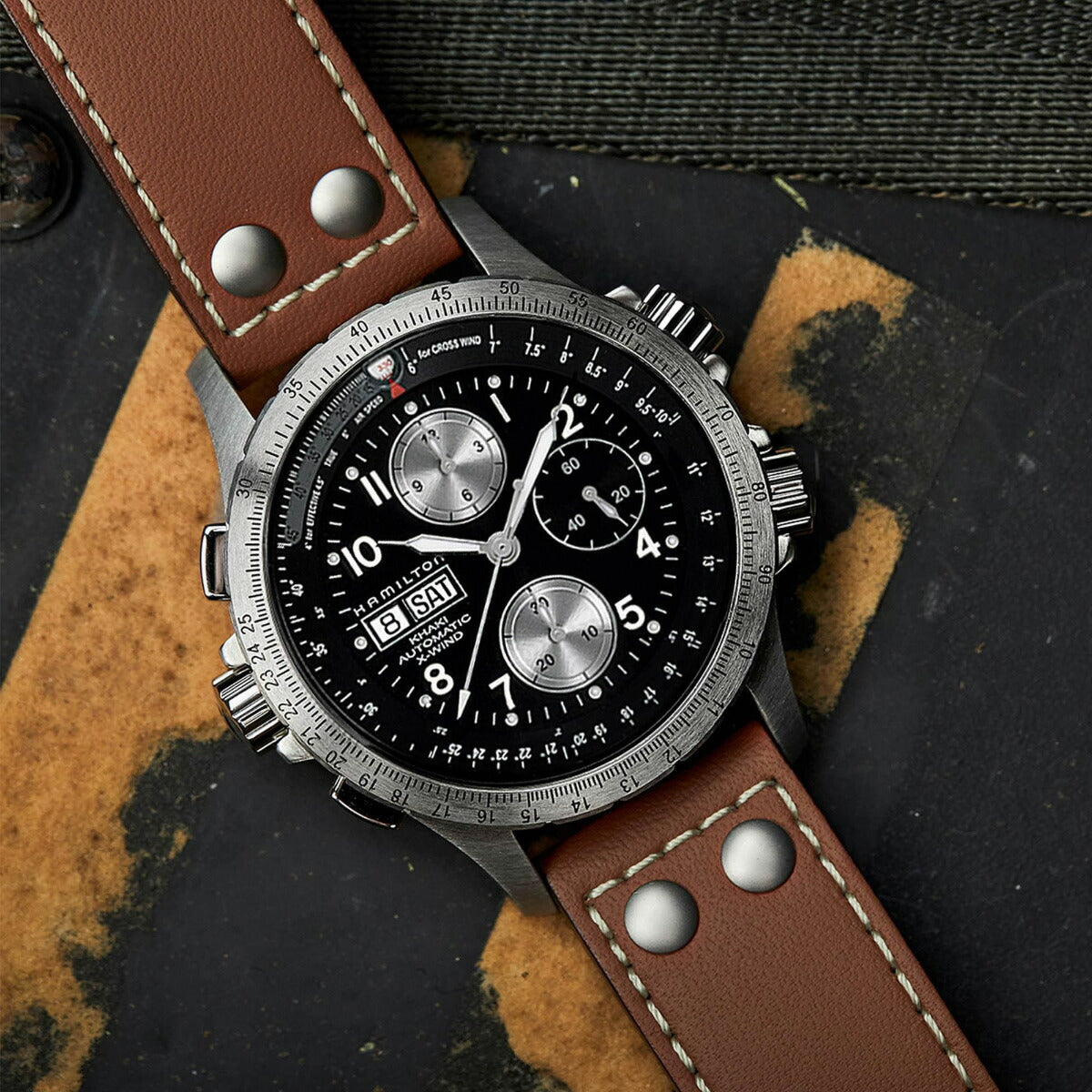 ハミルトン HAMILTON カーキ アビエーション X-ウィンド オートマティック クロノグラフ H77616533 腕時計 メンズ 自動巻き【正規品】【60回分割手数料無料!】