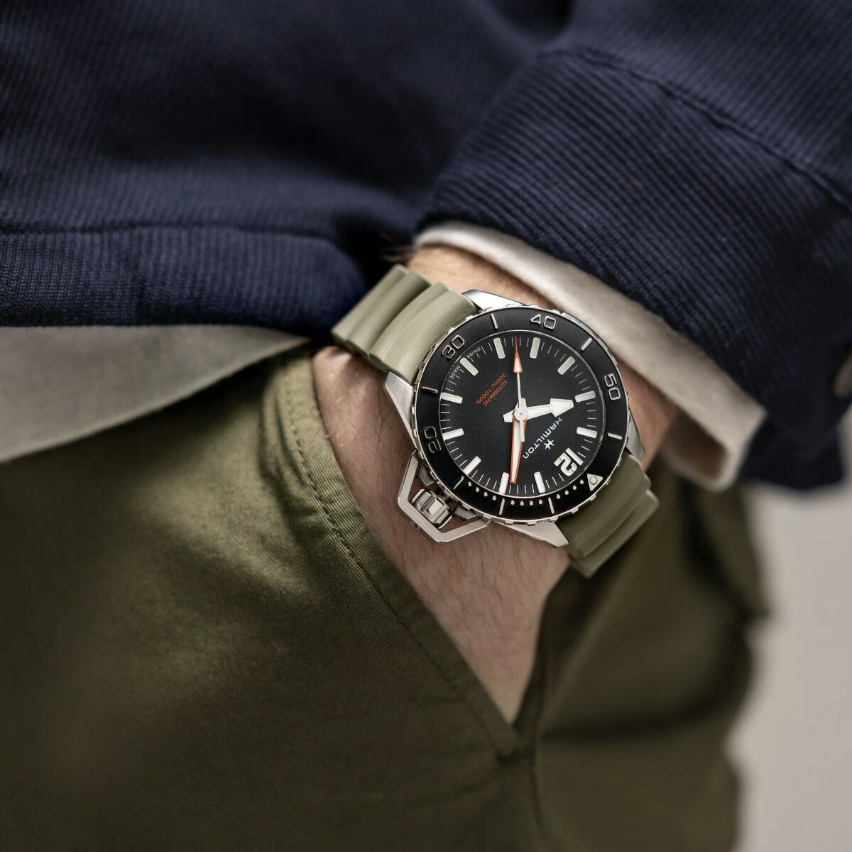 ハミルトン HAMILTON カーキ ネイビー オープンウォーター オート H77825331 腕時計 メンズ 自動巻き KHAKI NAVY【正規品】【60回分割手数料無料!】