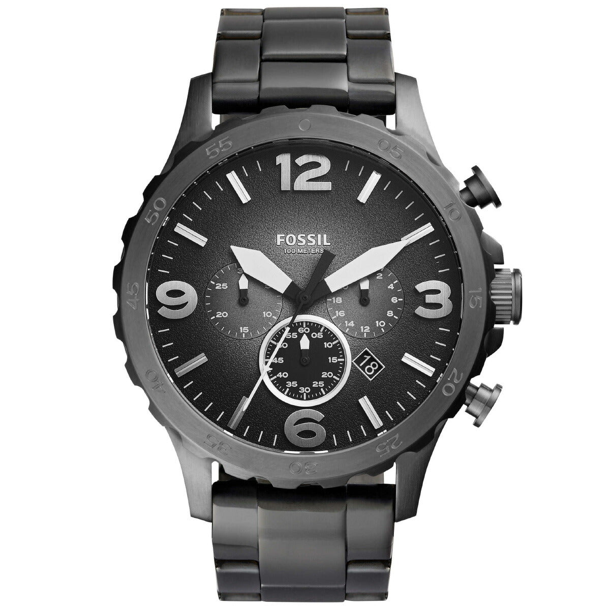フォッシル FOSSIL 腕時計 メンズ NATE クロノグラフ スモーク ステンレススチールウォッチ JR1437