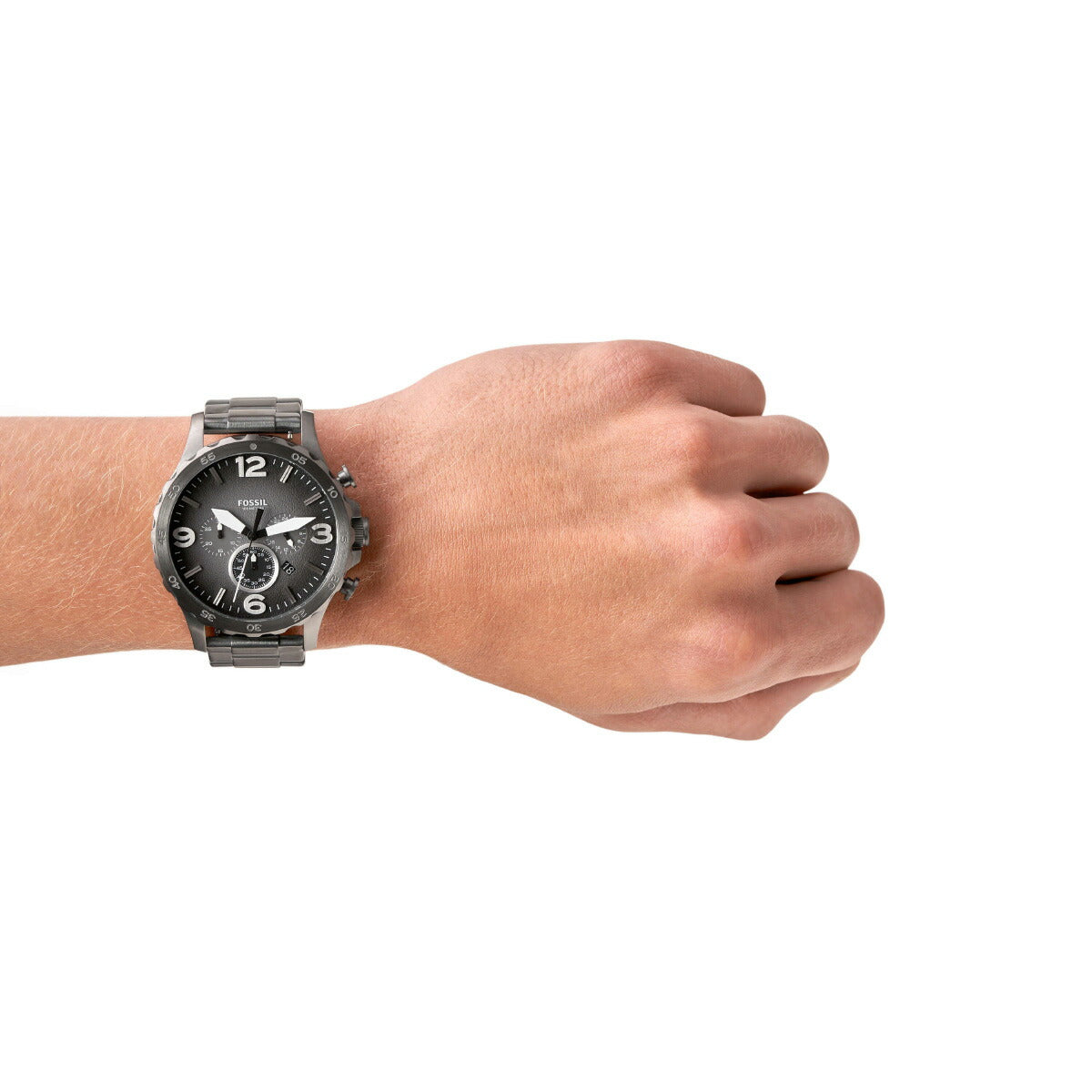 フォッシル FOSSIL 腕時計 メンズ NATE クロノグラフ スモーク ステンレススチールウォッチ JR1437