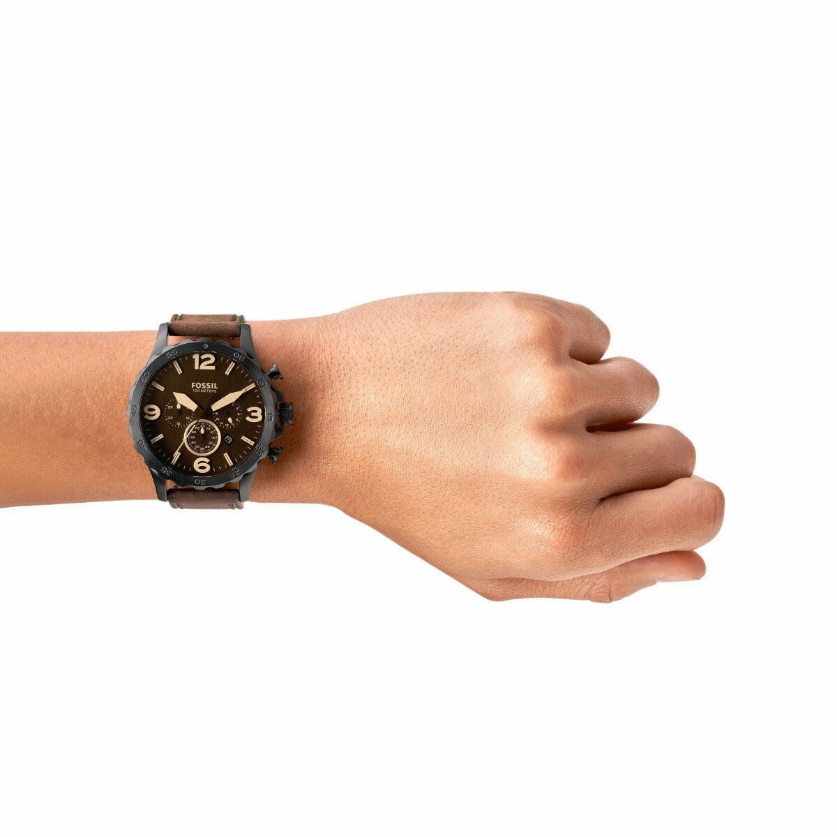 フォッシル FOSSIL 腕時計 メンズ NATE クロノグラフ ブラウンレザーウォッチ JR1487