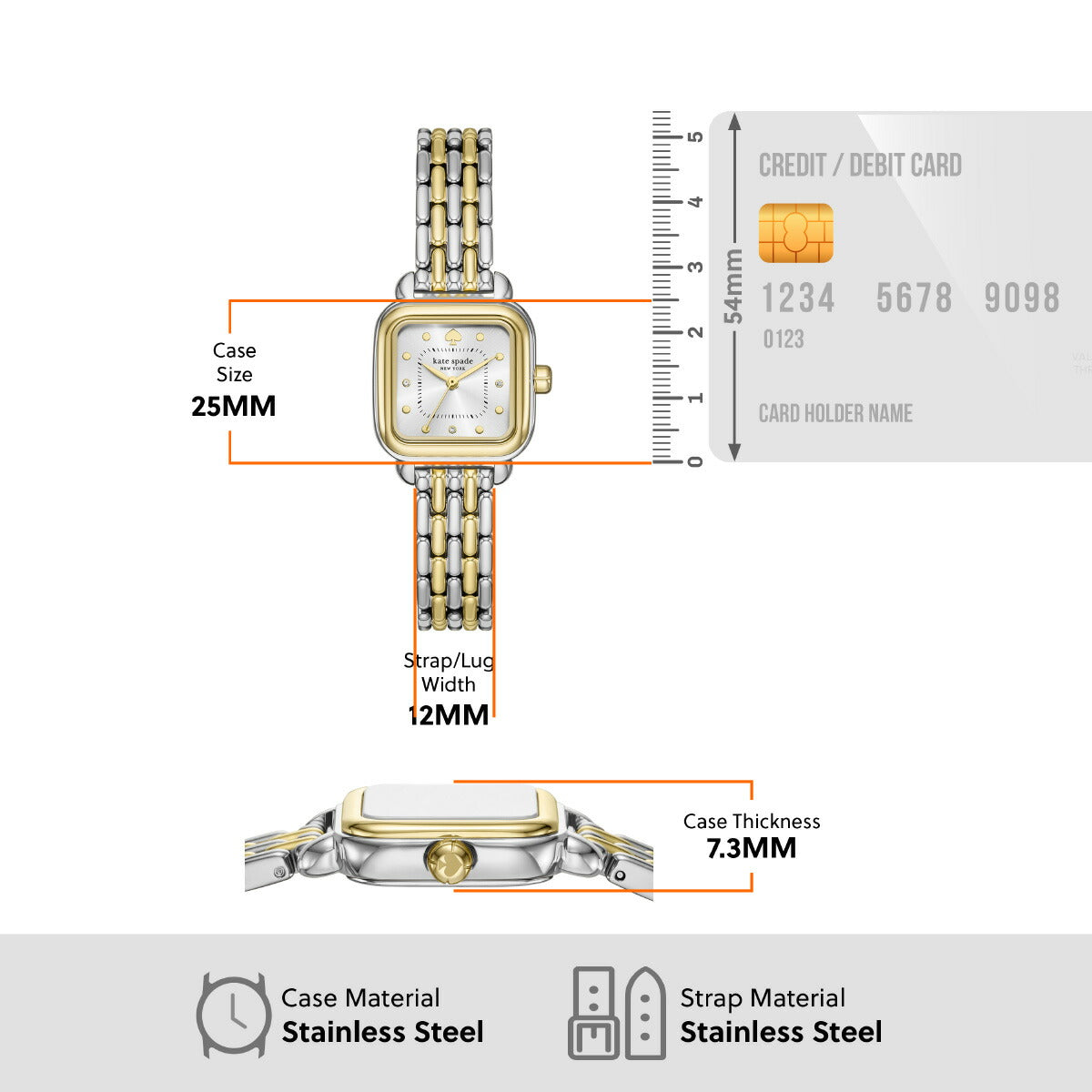 ケイトスペード ニューヨーク kate spade new york 腕時計 レディース GRACIE スクエア 三針 ステンレススチールウォッチ KSW1864【2025 新作】