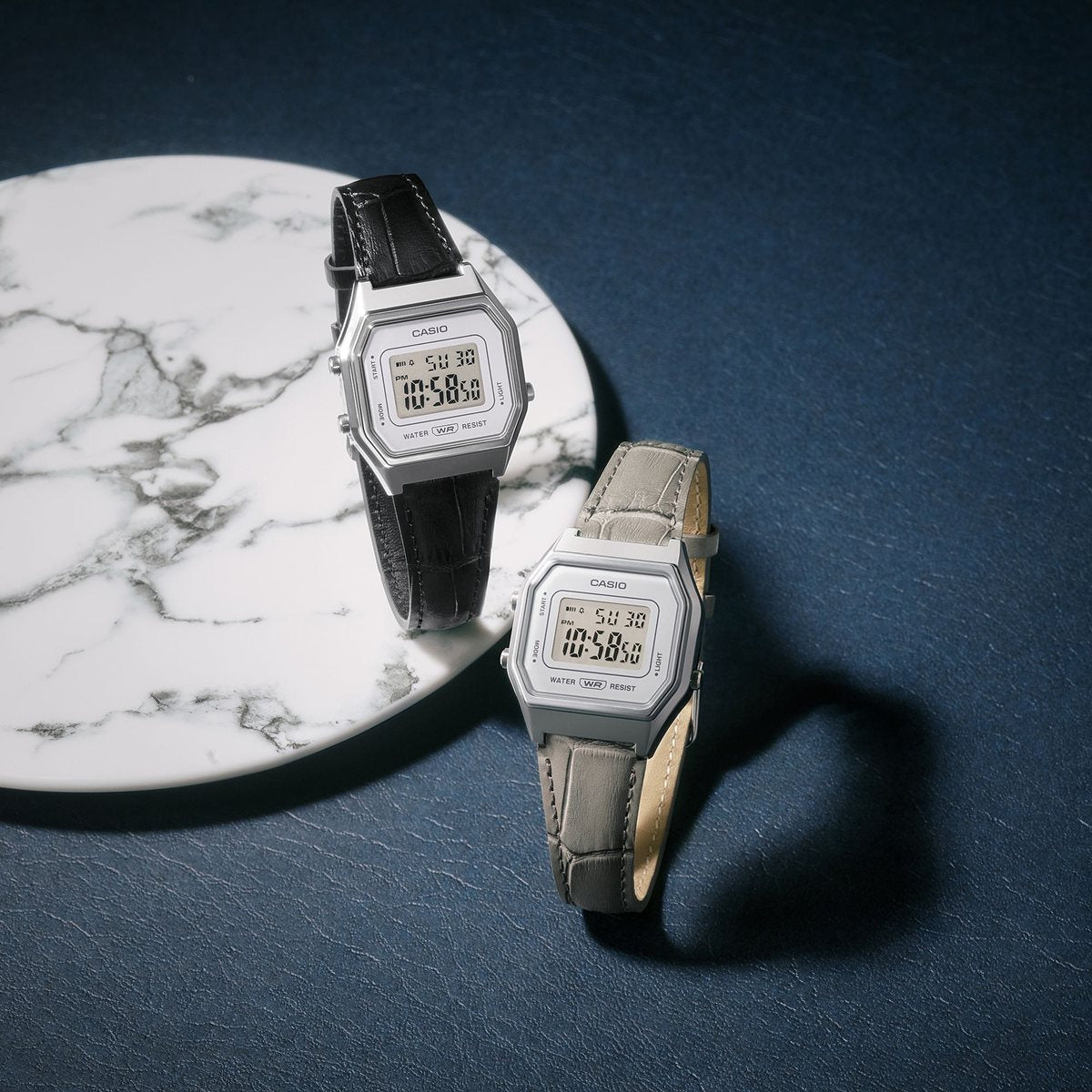 カシオ クラシック CASIO CLASSIC デジタル 限定モデル 腕時計 レディース LA680WEL-8A2JF 型押しレザーバンド グレー【2026 新作】