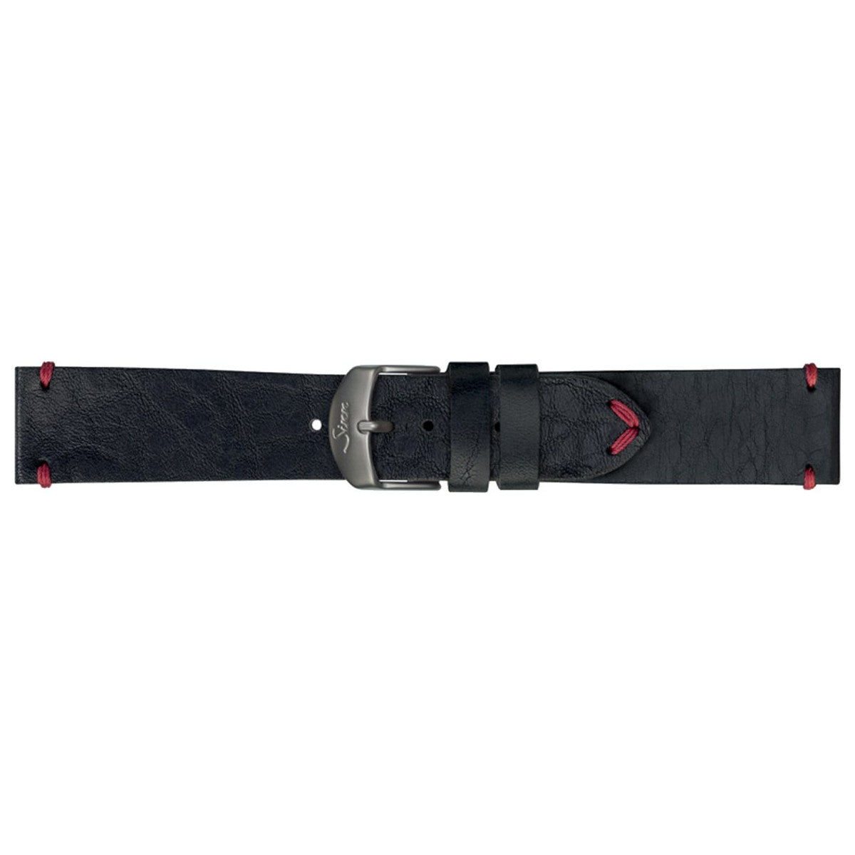 Sinn ジン 純正 替えバンド ベルト ヴィンテージカウレザーストラップ ブラック レッドステッチ チタンバックル付き チタン尾錠 22mm