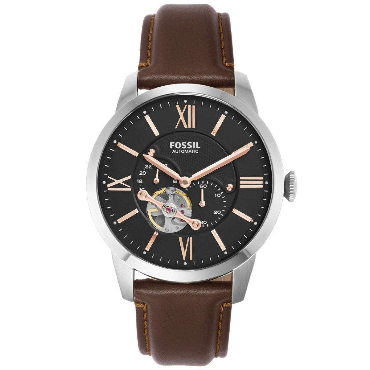 フォッシル FOSSIL 腕時計 メンズ 自動巻き マルチファンクション TOWNSMAN オートマティック ブラウンレザーウォッチ ME3061